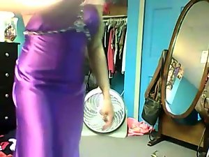 Luscious Luscious teen Showing Off Her Purple Satin Prom Dress